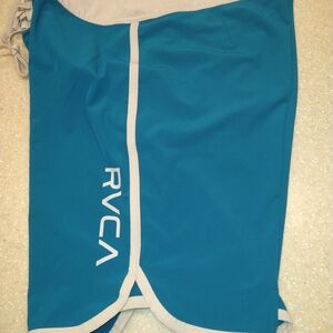 RVCA Teal Blue Board Shorts with White Trim 36 9"
